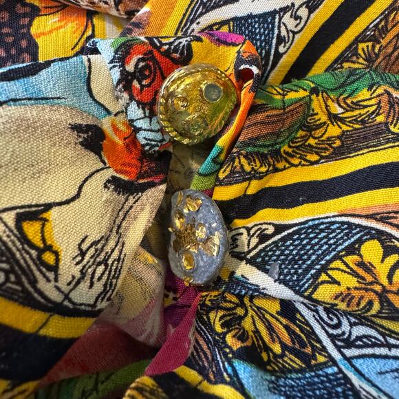 Vintage Carole Little Tropical Floral and Snakeskin Print Jeweled Button Jacket - Picture 9 of 9